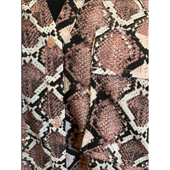 Jones New York Button Up Snake Print Top - Sz M - Picture 2 of 8